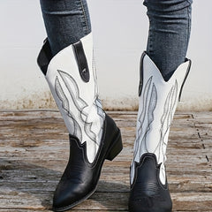 Women's Retro Western Boots Pointed Toe Chunky Heel Cowgirl Boots