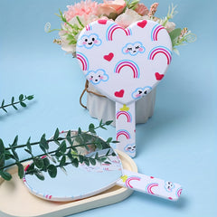 Rainbow Cloud Heart Pattern Hand Mirror Cosmetic Touch up Mirror