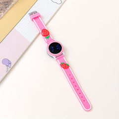 Strawberry LED Watch Round Wrist Gift Kids