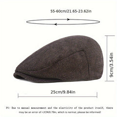 Men's Herringbone Beret Newsboy Cap Cabbie Hat