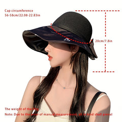 Heart Print Bowknot Sun Hat Hollow Out UV Protection Bucket Hat