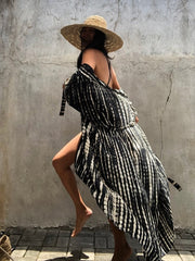 Beach Cover Up Shirt Loose Fit V Neck Long Sleeve Rash Guard Kimono