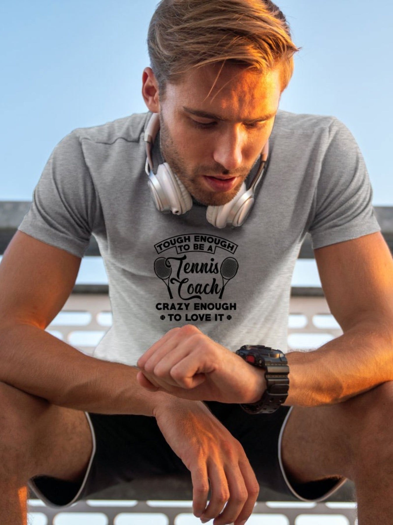 Tough Tennis Coach Men's Letter Print T-shirt