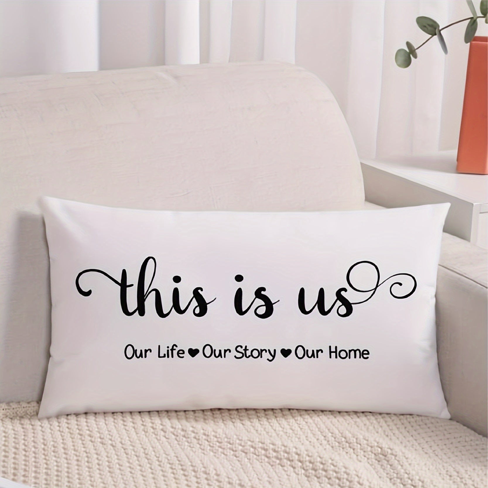 Short Plush Printed Throw Pillow Case Soft & Comfortable