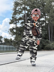 Boys Camo Hoodie Top & Pants Set Kids Spring Outfit