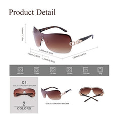 Vintage Half Rimless Sunglasses Leopard Gradient Women's Shades Eyeglasses
