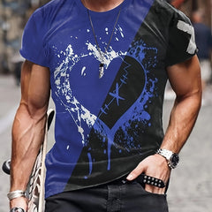 Men's Heart Pattern Sports T-shirt for Summer