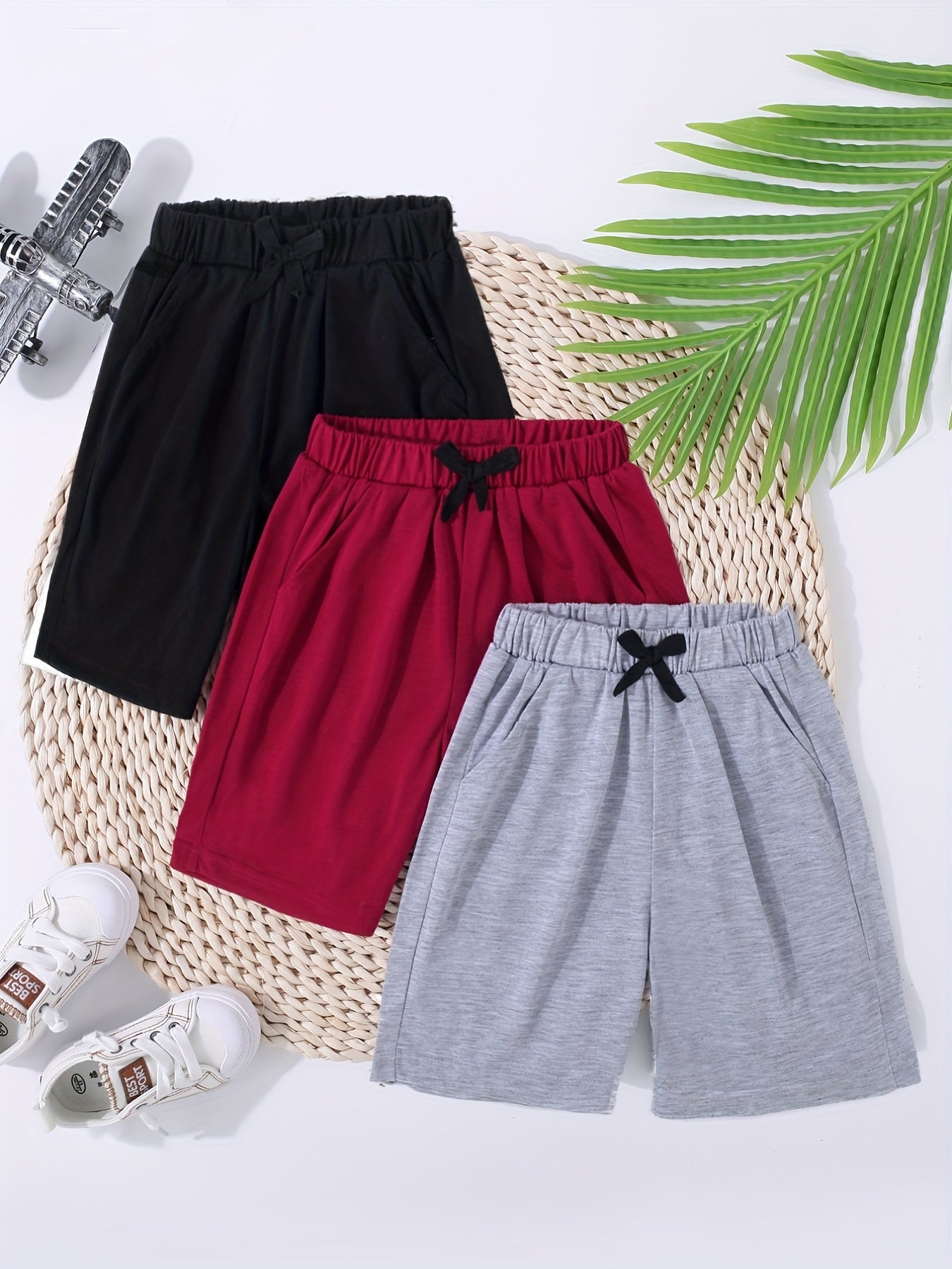 Boys Casual Shorts Drawstring Waist Pockets Summer Kids Clothes