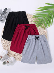 Boys Casual Shorts Drawstring Waist Pockets Summer Kids Clothes