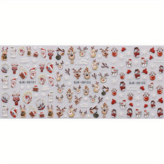 Christmas Nail Stickers 3 Packs - Reindeer Santa Snowflake & Snowman Designs