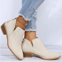 Faux Suede V Cut Chelsea Boots Chunky Heel Zip Short Boots Women's Footwear
