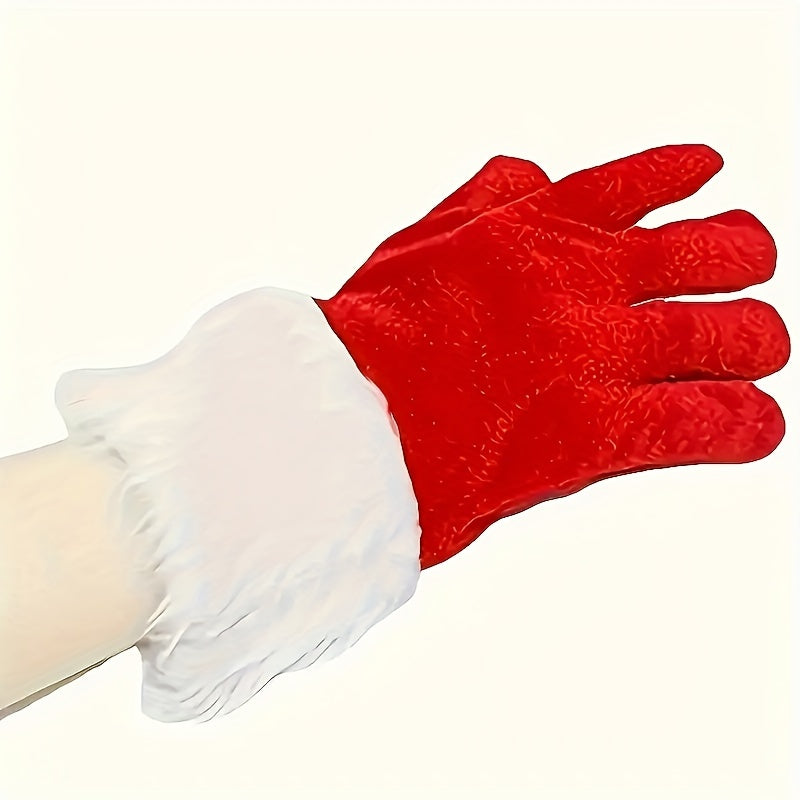 Christmas Full Finger Plush Warm Gloves Santa Claus Costume Party