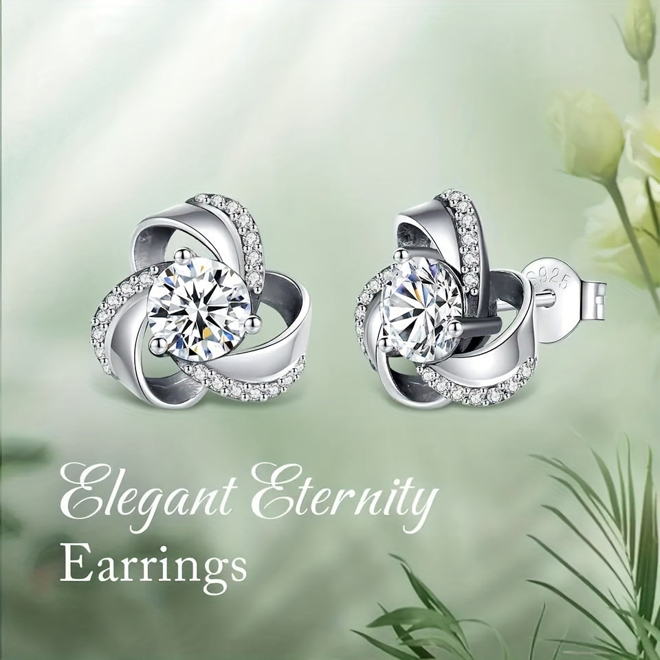 925 Silver Hypoallergenic Stud Earrings Triangle Braided Style Jewelry