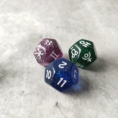 12-Sided Astrological Tarot Dice with Velvet Bag