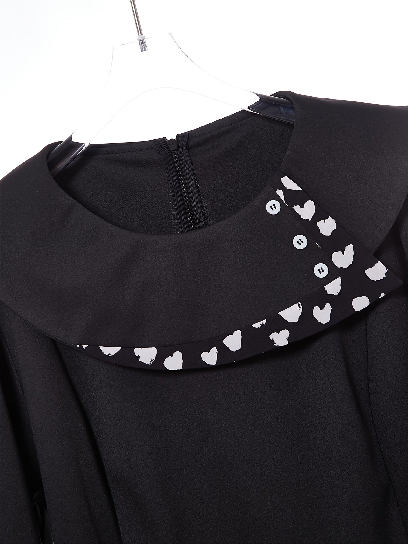 Plus Size Colorblock Heart Print Long Sleeve Dress