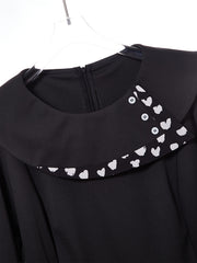 Plus Size Colorblock Heart Print Long Sleeve Dress
