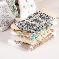 9 Pairs Floral Print Socks Breathable Mid Tube Women's Stockings