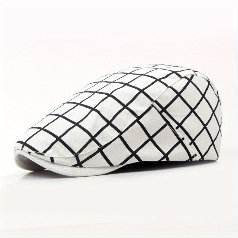 Vintage Casual Duckbill Cap Beret Plaid Cap