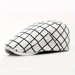 Vintage Casual Duckbill Cap Beret Plaid Cap