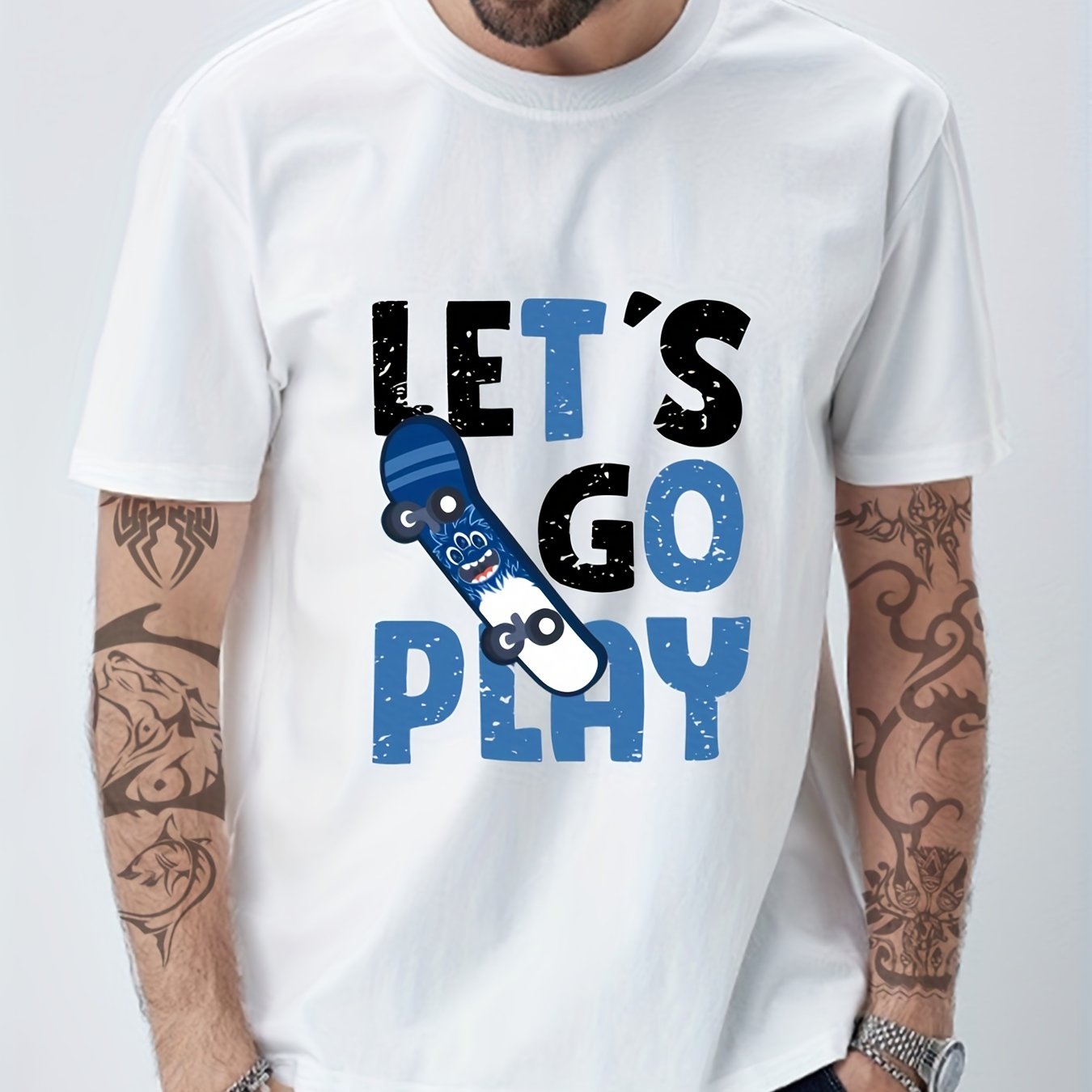 Men's Graphic Crew Neck T-shirt LET'S GO TO PLAY