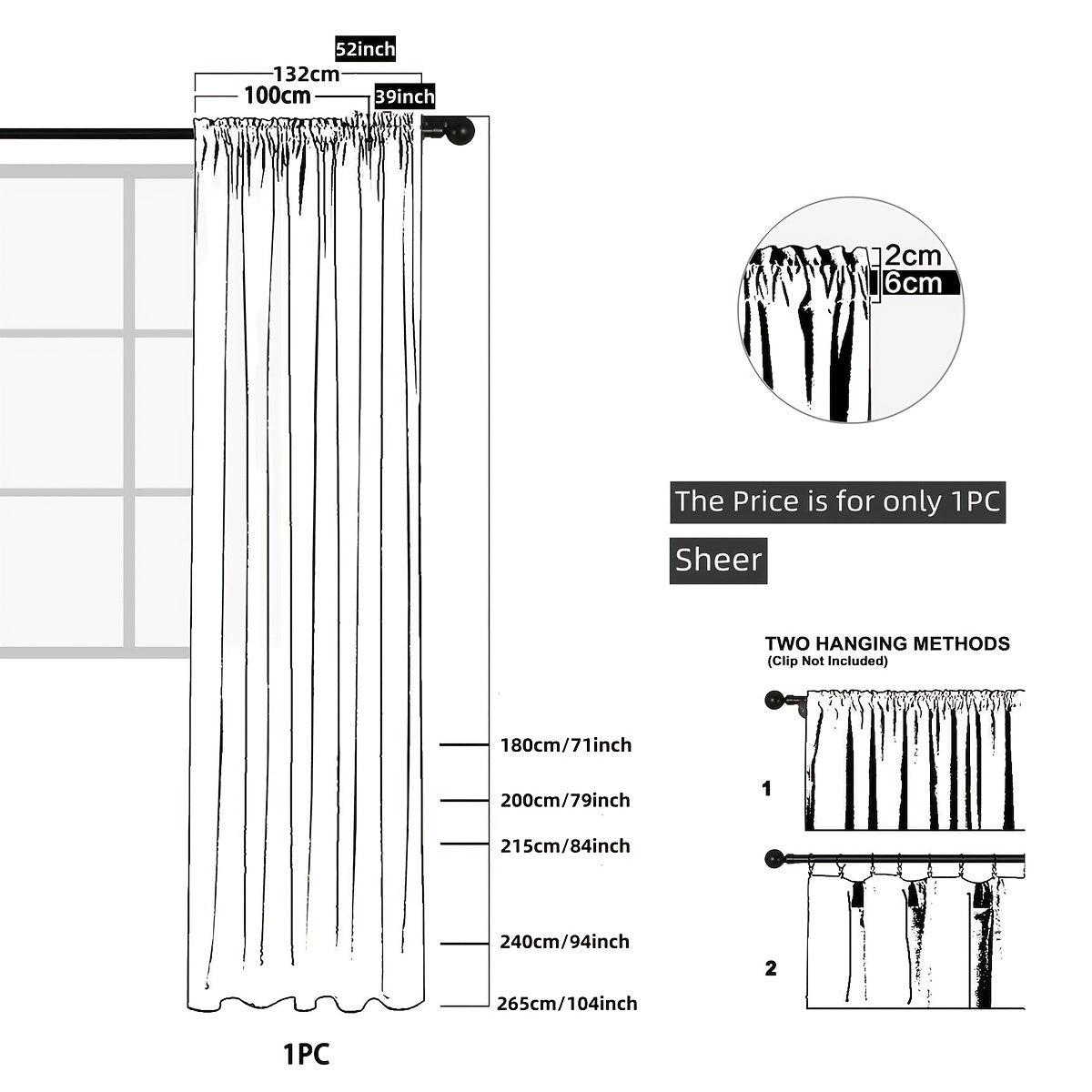 Elegant Sheer Embroidered Curtain