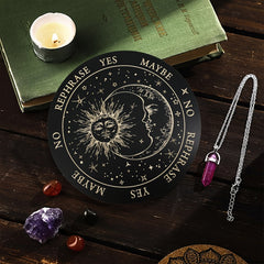 Wooden Pendulum Board Witchcraft Divination Crystal Dowsing Pendulum
