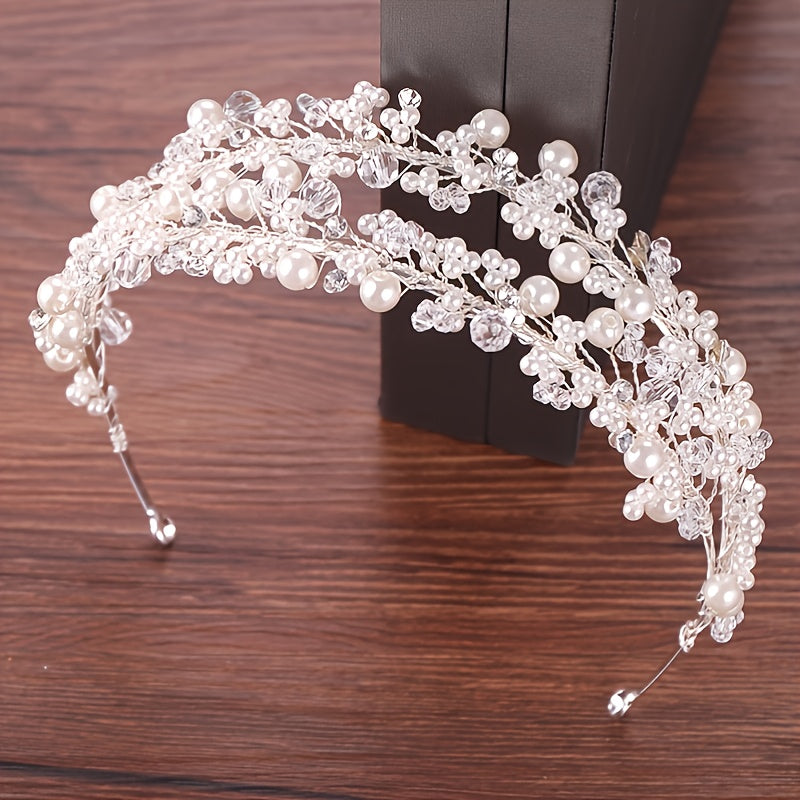 Pearl Crystal Bridal Tiara Headband Hair Accessories