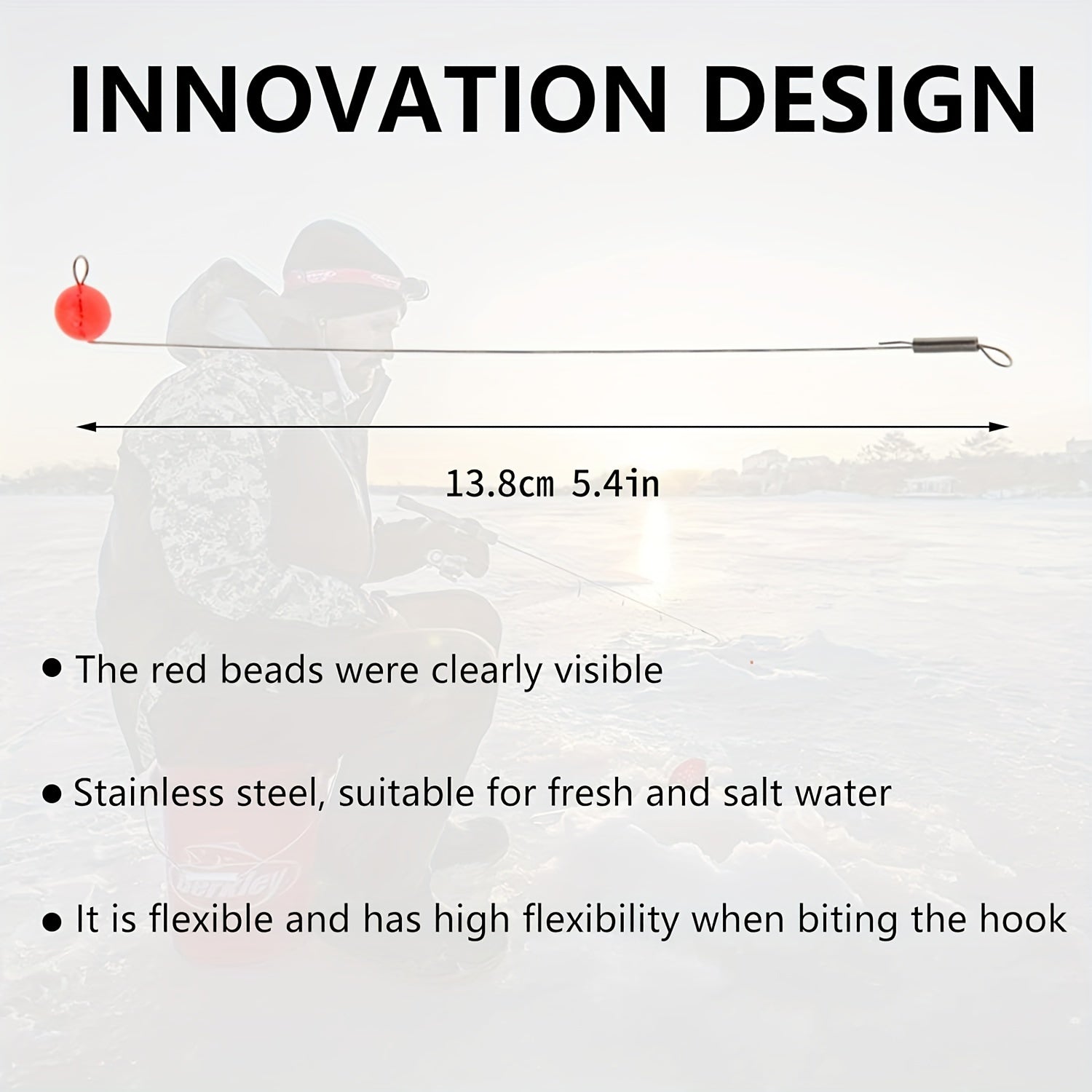 Ice Fishing Red Spring Bobber Stops Stainless Steel Wire Beads