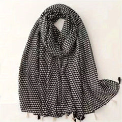 Leopard Print Tassel Scarf Gradient Houndstooth Pattern Shawl