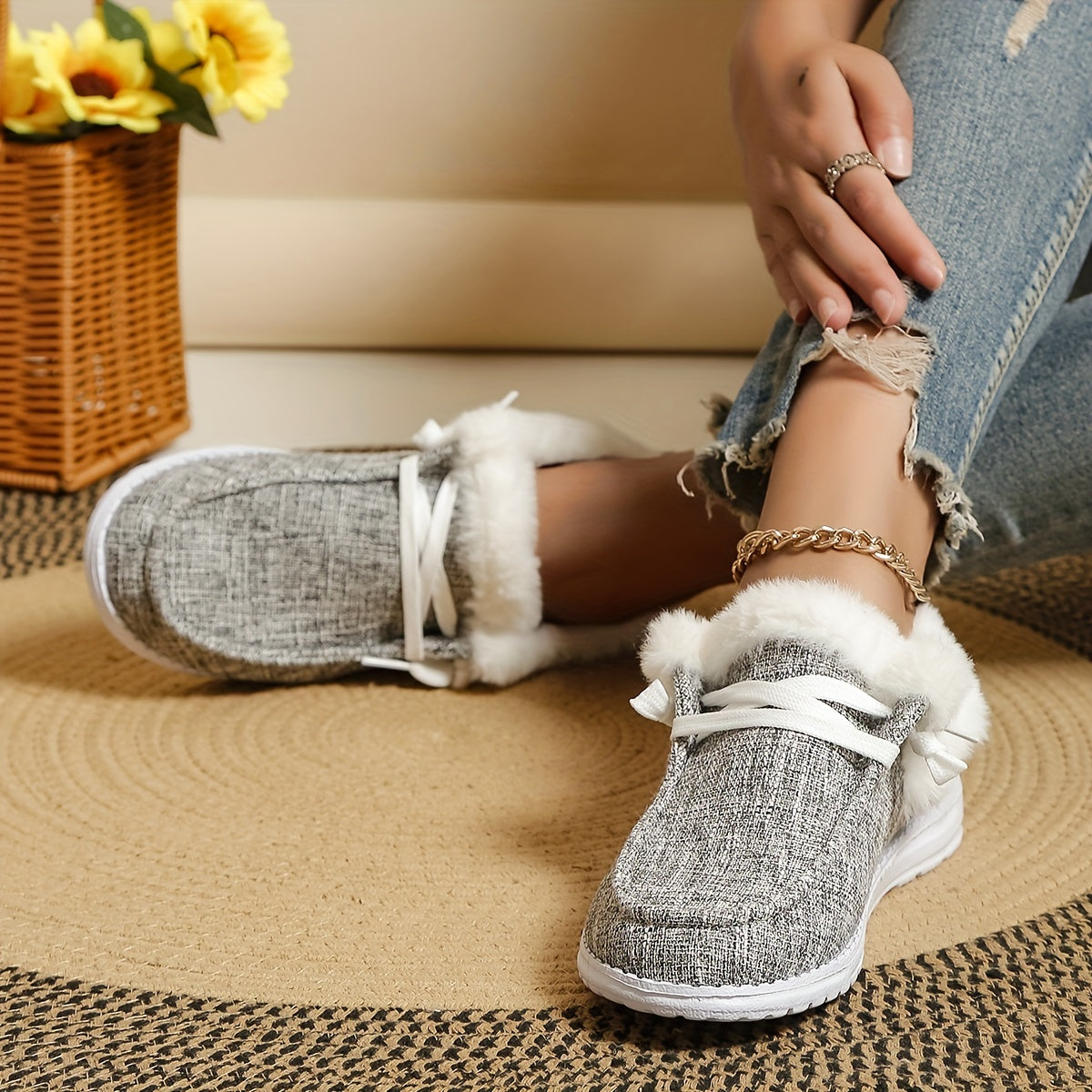 Women's Warm Snow Shoes Low Top Sport Shoes