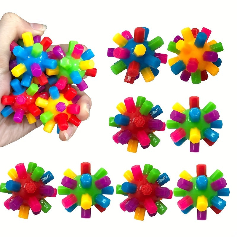 Rainbow Spiky Ball Sensory Puzzle Toy - Fun Elastic Training Ball