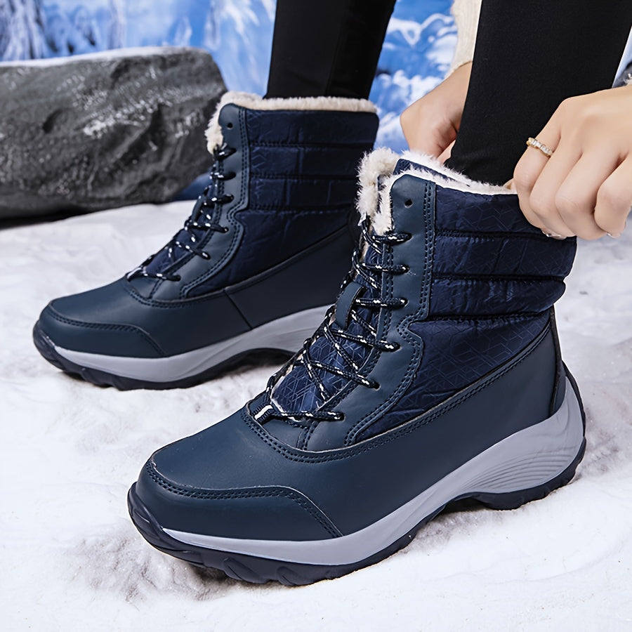 Waterproof Anti Slip Winter Hiking Boots Fur Lined Snow Boots Unisex