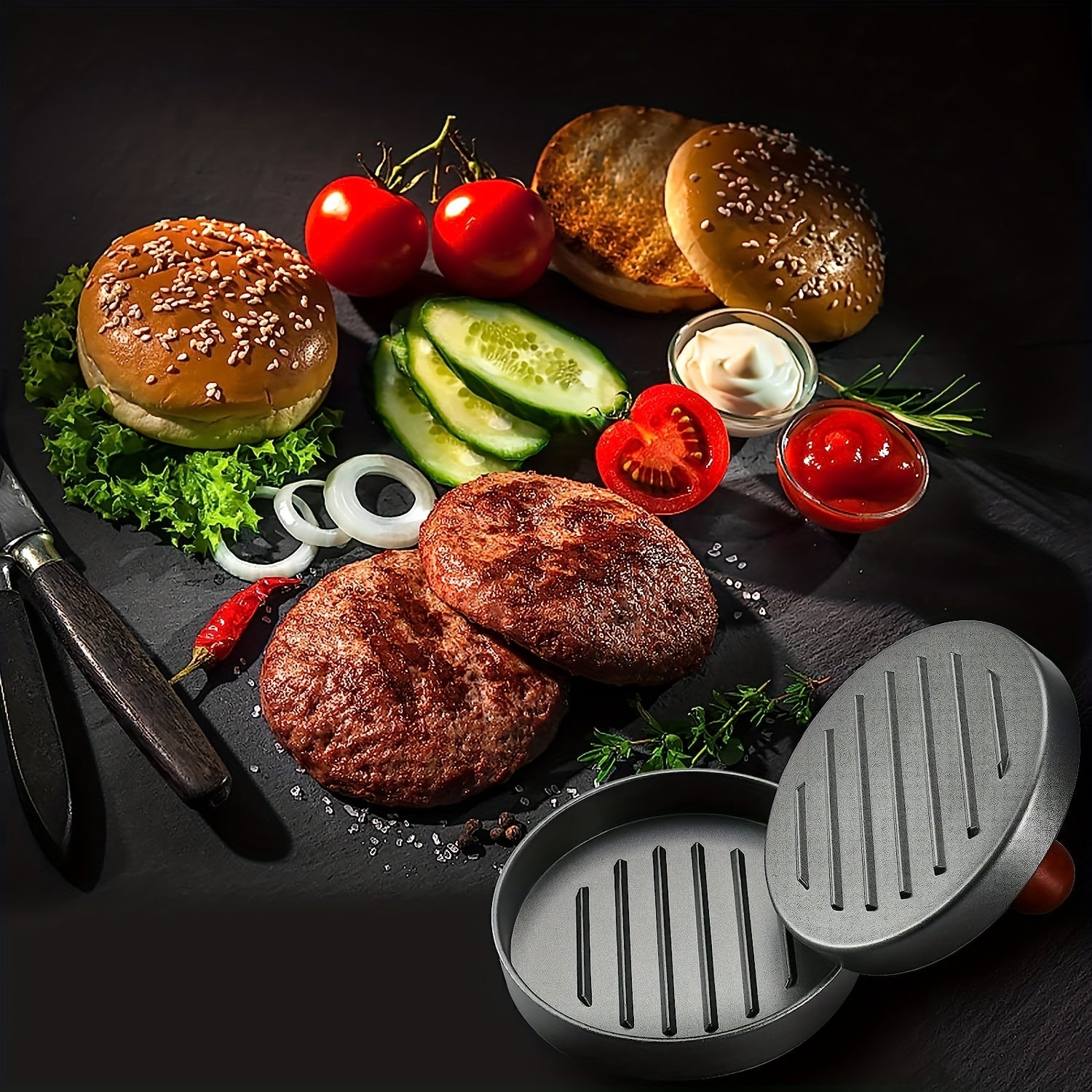 Manual Burger Press Non-stick Coated Grill Patty Maker Mould