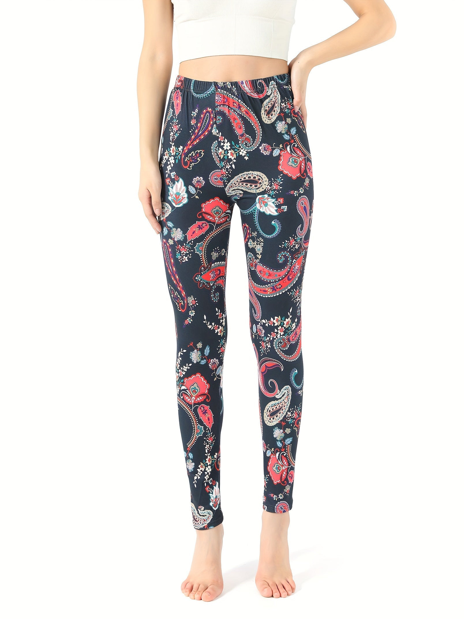 Paisley Print Yoga Tight Pants Stretchy Fitness Leggings