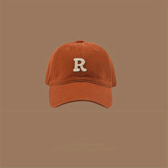 Men's Cotton R Letter Baseball Cap Sunshade Peaked Cap