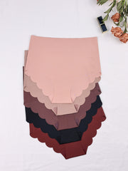 5pcs Scallop Trim Seamless High Waist Panties