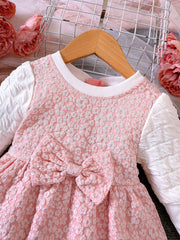 Grace Girls Bowknot Front Bubble Embossed Princess Dress