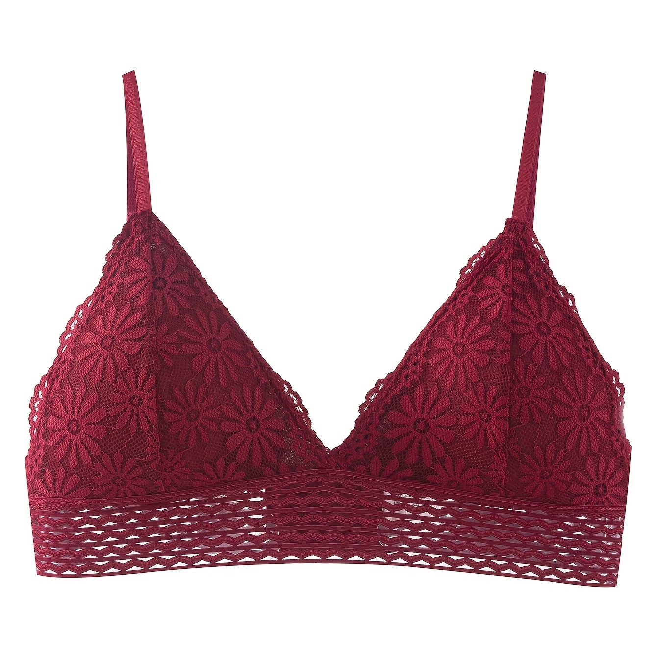 Lace Wireless Bra Breathable & Comfy Cut Out Bra