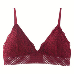 Lace Wireless Bra Breathable & Comfy Cut Out Bra