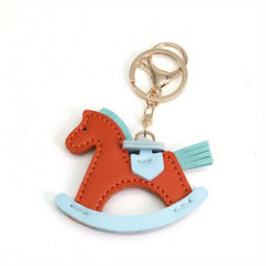 Girl's Leather Rocking Horse Keychain Pony Pendant Bag Pendant