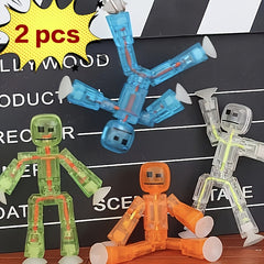 2pcs Colorful Robot Suction Cup Toys Stretchable Figurines