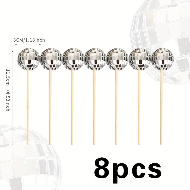 8pcs 3 0cm Disco Balls Cake Decoration Disco Party Decoration