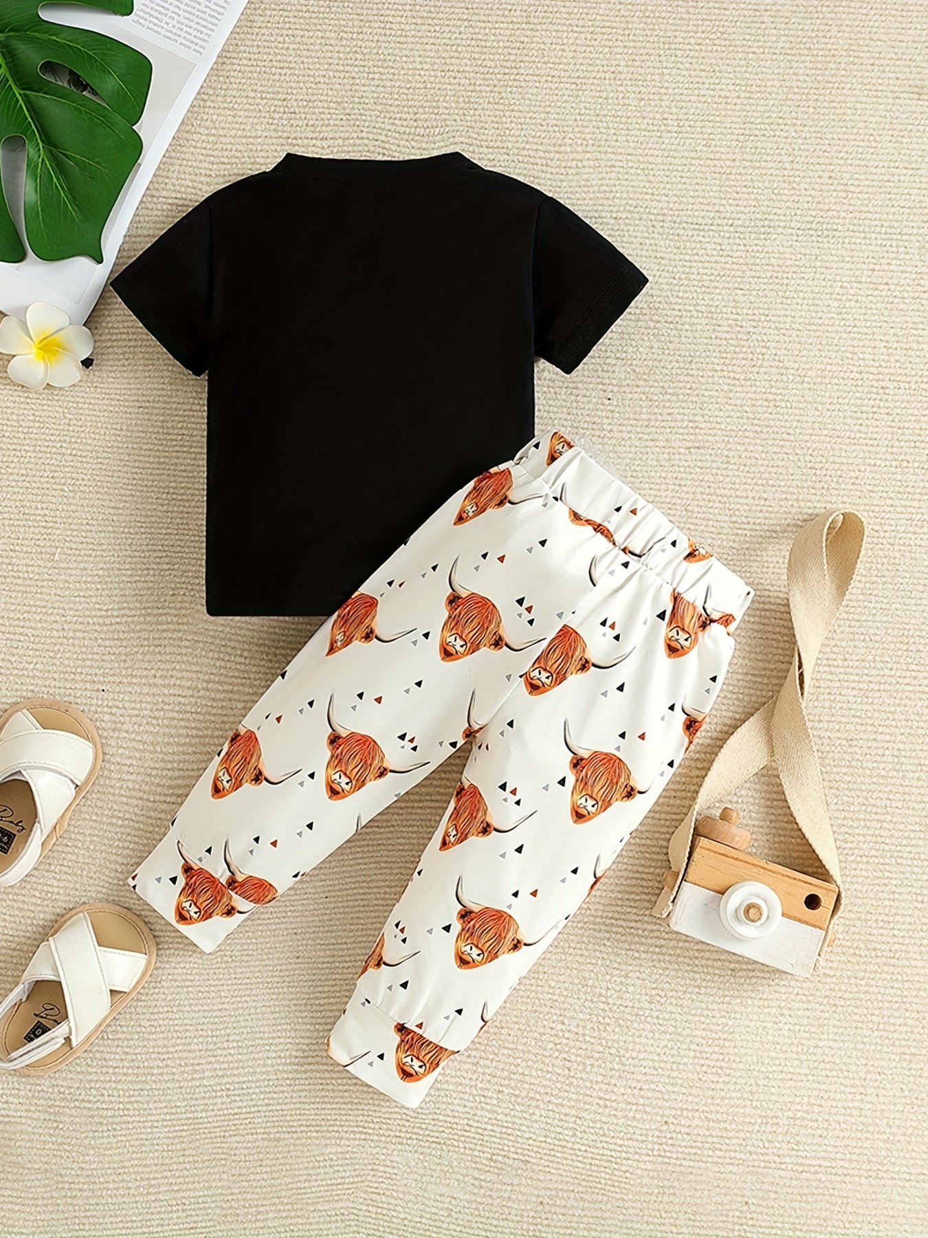 Baby Boys Cow Print T shirt & Anti-mosquito Pants Set