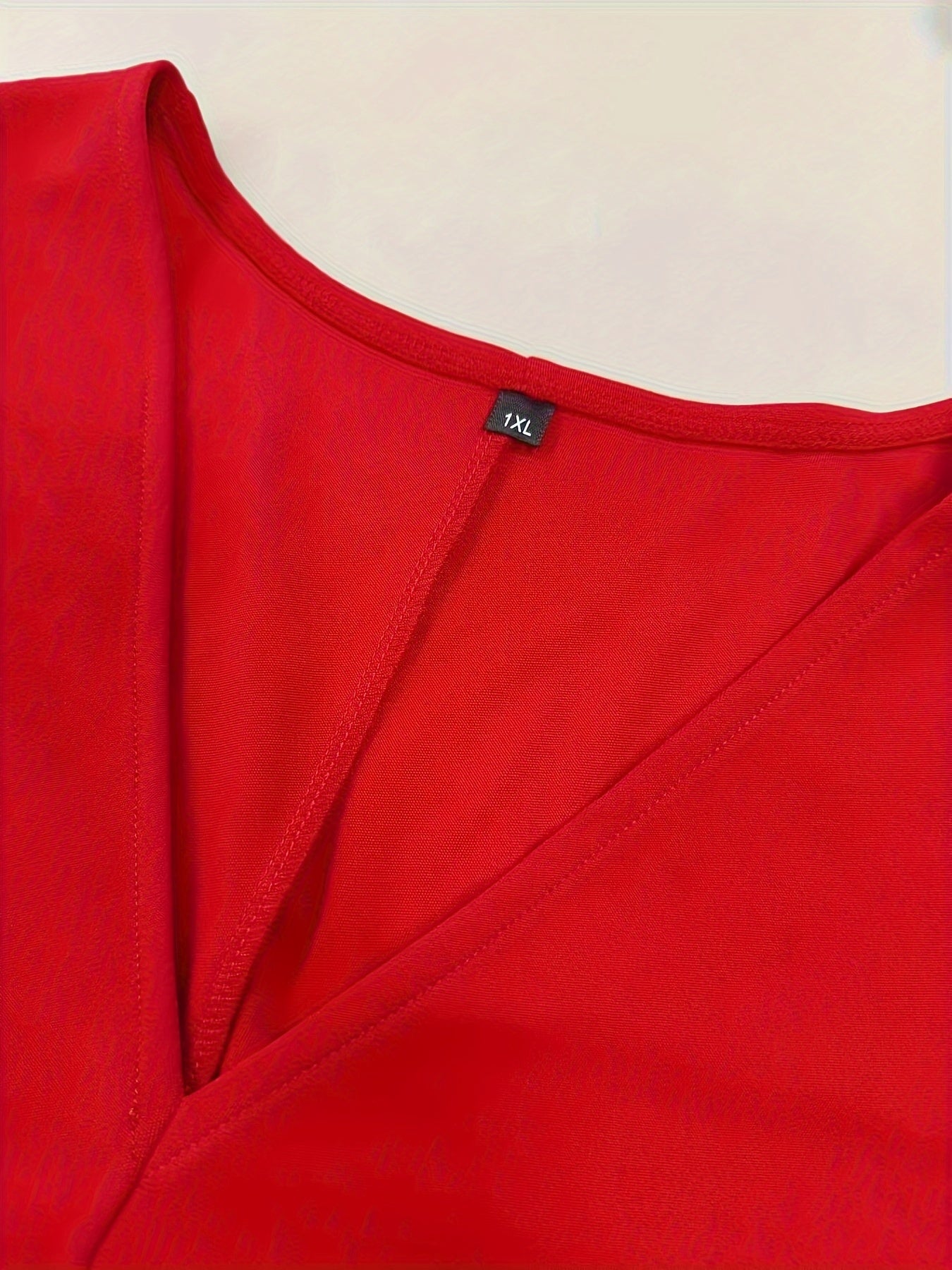 Women's Plus Solid Short Sleeve V Neck Medium Stretch Loose Fit Dress