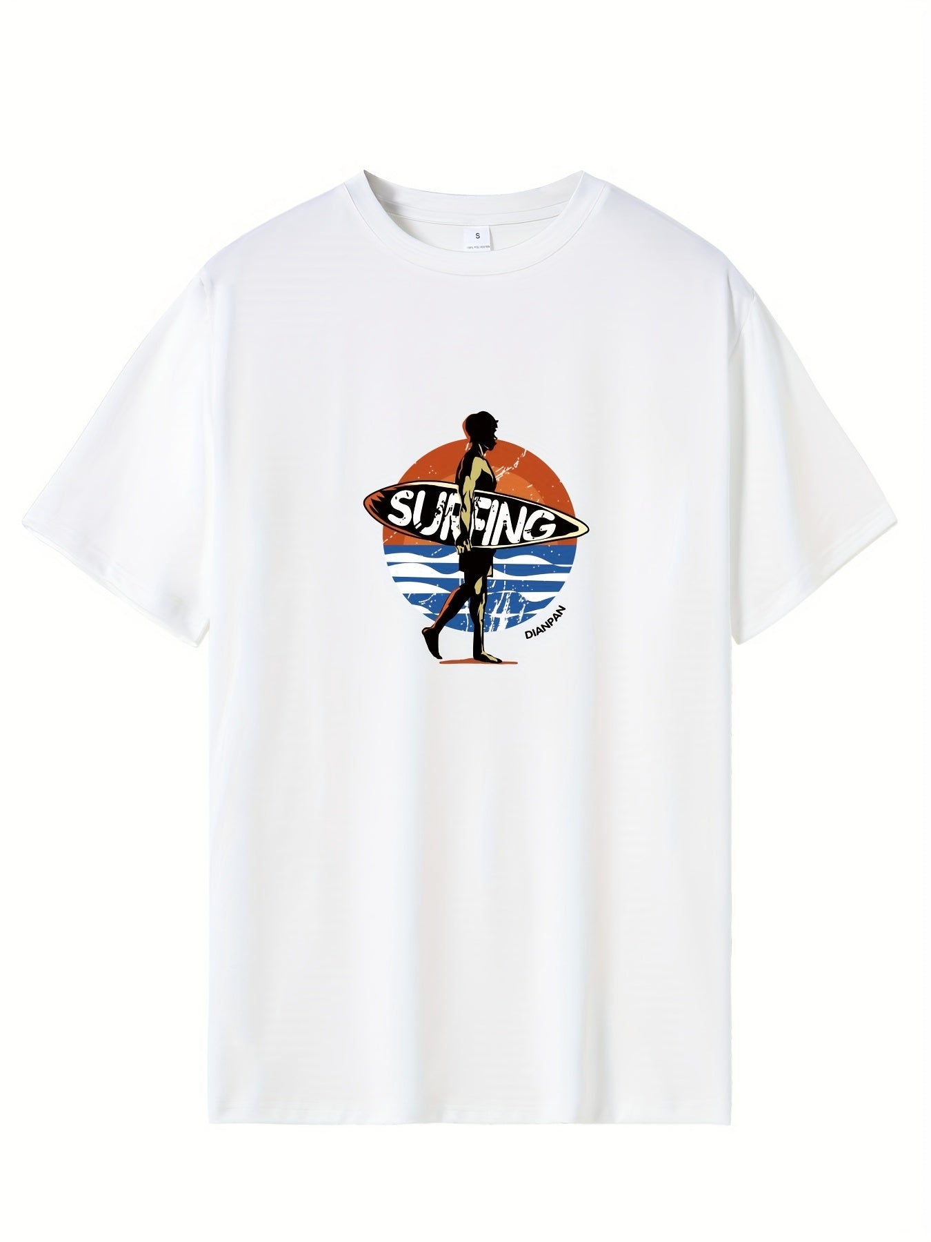 Men's Plane Print Graphic Crew Neck T-shirt for Summer