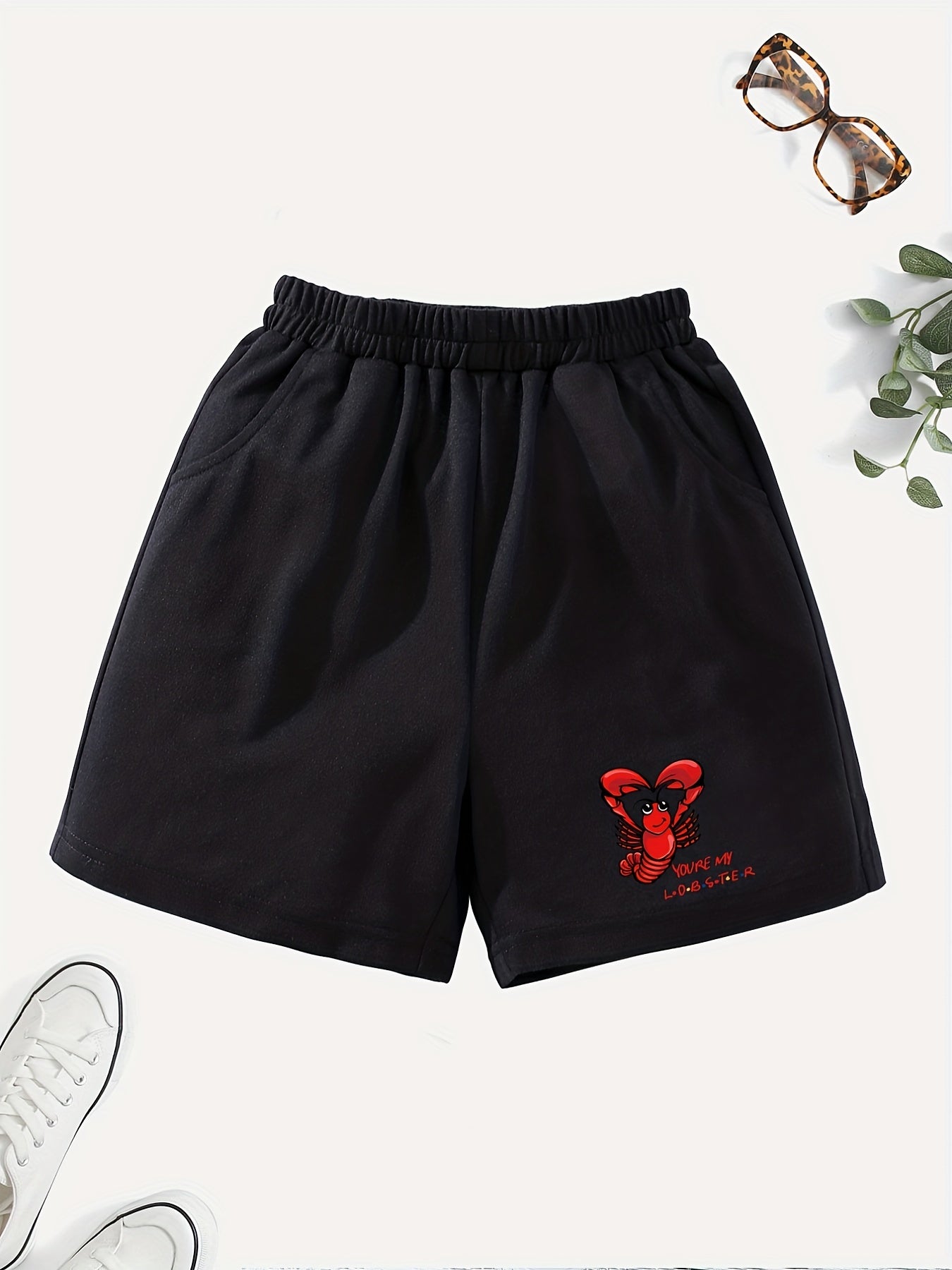 Girls' Lobster Graphic Casual Shorts with Pockets