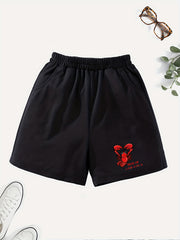 Girls' Lobster Graphic Casual Shorts with Pockets