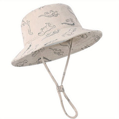 Dinosaur Print Drawstring Sun Hat for Kids