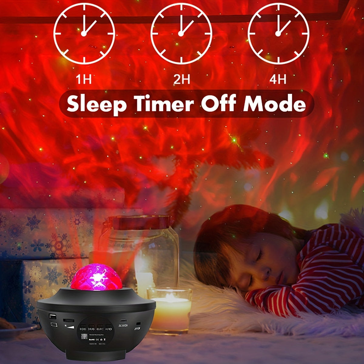Star Projector Night Light Remote Control Music Speaker Timing Function
