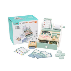 Wooden Toy Cash Register Pretend Play Supermarket Shopping